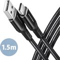 Obrázok pre výrobcu AXAGON BUCM-AM15AB, HQ kabel USB-C <-> USB-A, 1.5m, USB 2.0, 3A, ALU, oplet, černý