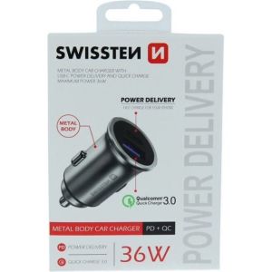 Obrázok pre výrobcu Adaptér do auta SWISSTEN 36W, 2 porty, USB-C, USB-A