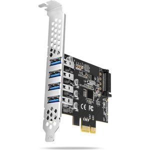 Obrázok pre výrobcu AXAGON PCEU-43RS, PCIe řadič, 4x USB 3.2 Gen 1 port, 5 Gbps, napájení z PCIe nebo SATA, SP & LP