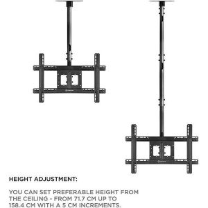 Obrázok pre výrobcu ONKRON TV Stropný držiak s nastaviteľnou výškou pre 32 až 80-palcové LED TV, VESA 600x400, 65KG, čierny