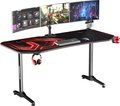 Obrázok pre výrobcu ULTRADESK Herný stôl FRAG XXL RED, 160 x 75 cm, 75 cm, držiak nápojov a slúchadiel, stojan BEAM, s celoplošnou XXL podložkou pod m