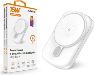 Obrázok pre výrobcu ALIGATOR Powerbanka s bezdrátovým nabíjením ALIGATOR Mag-Bank, určeno pro Magsafe, 5000mAh, bílá