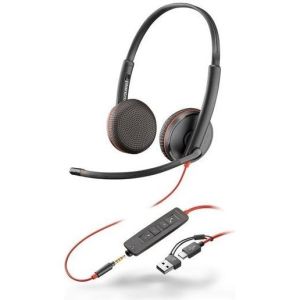 Obrázok pre výrobcu Poly Blackwire 3225 náhlavní souprava, 3.5 mm jack + USB-C/A adaptér, stereo