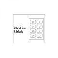 Obrázok pre výrobcu Logo etikety na CD 78mm x 58mm, A4, matné, biele, 8 etikiet, CD-R card, 140g/m2, balené po 25 ks, pre atramentové a laserové tlači