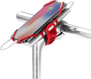 Obrázok pre výrobcu Držiak mobilu a powerbanky Bone Bike Tie 3 Pro Pack, na bycikel, nastaviteľná veľkosť, červený, 4-6.5", silikón, na riadidlá, červ