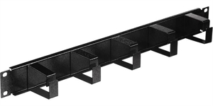 Obrázok pre výrobcu 19" vyvazovací panel 1U, celokovový s krytem 40x70mm, průchozí, černý