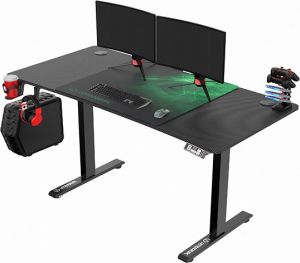 Obrázok pre výrobcu ULTRADESK Herný stôl LEVEL V2 GREEN, 140x68cm, 72-117cm, elektricky nastaviteľná výška, s XXL podložkou pod myš, držiak slúchadiel