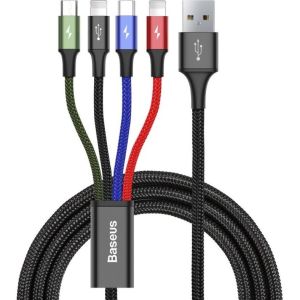 Obrázok pre výrobcu Baseus datový kabel 4v1 microUSB+USB-C+2xLightning 1,2m 3,5A černý