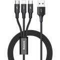 Obrázok pre výrobcu Baseus kabel Rapid Series 3v1, USB/Micro USB, Lightning, USB-C, 1,2 m, černá