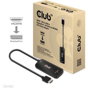 Obrázok pre výrobcu Club3D Adaptér HDMI + Micro USB na DisplayPort 4K120Hz/8K30Hz, Active Adapter M/F