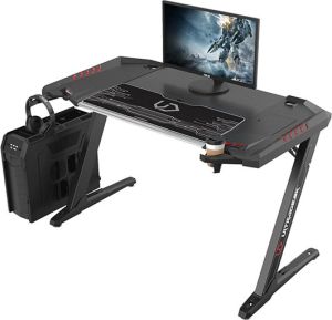 Obrázok pre výrobcu ULTRADESK Herný stôl ROCKET BLACK, 128x68 cm, 78 cm, s XL podložkou pod myš, držiak slúchadiel aj nápojov, DOPREDAJ