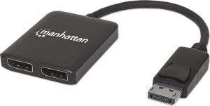 Obrázok pre výrobcu Manhattan 2-port AV DisplayPort splitter 1x2 s MST hub 4K@30Hz