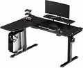 Obrázok pre výrobcu ULTRADESK Herný stôl WINGER - čierny, 111x155x60 cm, 75-122 cm, elektricky nastaviteľná výška, RGB podsvietenie, držiak slúchadiel