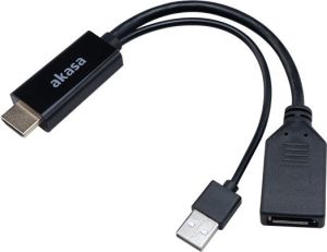 Obrázok pre výrobcu AKASA kabel redukce HDMI na DisplayPort, with USB power cable 4K@60Hz, 25cm