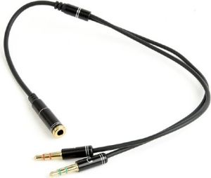 Obrázok pre výrobcu GEMBIRD 3.5 mm stereo jack 4-pin, redukce , 20cm, 2xF/M