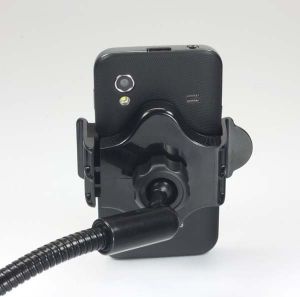 Obrázok pre výrobcu Držiak na mobil, PDA, GPS Logo kĺbový, do auta, nastavitelná šírka, čierny, plast, s USB adaptérom 1.5 A, čierna, mobil