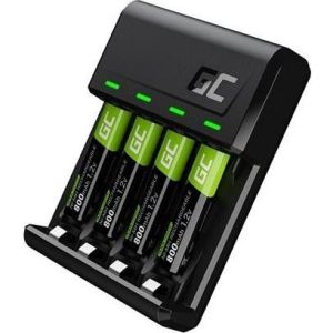 Obrázok pre výrobcu Green Cell nabíjačka batérií GRSETGC02, na 4 ks AAA HR03, NiMH, 1.2A, nabíjanie samostatných článkov, vrátane 4ks batérií AAA 800