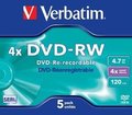 Obrázok pre výrobcu Verbatim DVD-RW [ jewel case | 4.7GB | 4x ] - 1ks