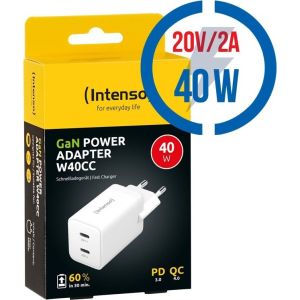 Obrázok pre výrobcu INTENSO W40CC GaN, 2x USB C, Nabíjačka, 40W, biela