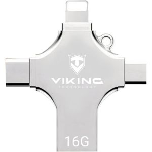 Obrázok pre výrobcu VIKING USB FLASH DISK 16G, 4v1 S KONCOVKOU APPLE LIGHTNING, USB-C, MICRO USB, USB-A