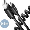 Obrázok pre výrobcu AXAGON BUMM-AM10TB, TWISTER kabel Micro USB <-> USB-A, 0.6m, USB 2.0, 2.4A, ALU, tpe, černý
