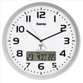 Obrázok pre výrobcu HAMA nástěnné hodiny Extra/ průměr 30 cm/ řízené rádiovým signálem/ s datem a teplotou/ 2x AA baterie/ bílo-stříbrné