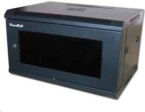 Obrázok pre výrobcu XtendLan 19" jednodílný nástěnný rozvaděč 6U, šířka 600mm, hloubka 450mm, skleněné dveře-kouřové sklo,nosnost 60kg,černý
