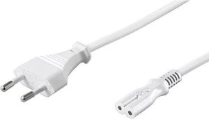 Obrázok pre výrobcu Sieťový kábel 230V napájací, CEE7 (vidlica)-C7, 1.5m, VDE approved, biely, 2 pinová koncovka