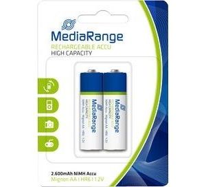 Obrázok pre výrobcu Batérie nabíjateľné Mediarange 2600 mAh NiMH HR06 (AA) 2ks Blister