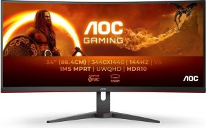 Obrázok pre výrobcu AOC MT VA LCD WLED 34" CU34G2XE/BK - VA panel, 3440x1440, 144Hz, 1ms, HDMI, DP, repro, pivot, zakriven