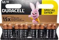 Obrázok pre výrobcu Batéria alkalická, AA (LR6), AA, 1.5V, Duracell, blister, 10-pack, 42308, Basic