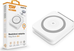 Obrázok pre výrobcu Bezdrátová nabíječka ALIGATOR Mag-Book 2v1, určeno pro MagSafe a nabíjení Apple Watch, 15W, bílá