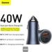 Obrázok pre výrobcu Baseus rychlonabíječka do auta Golden Contractor Pro Dual USB+USB-C 40W tmavě šedá